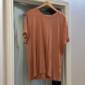 Free people rust tee raw edge